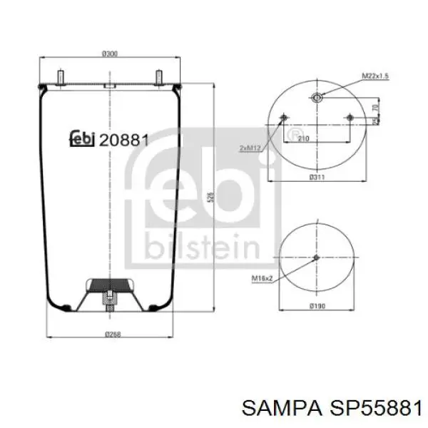 SP55881 Sampa Otomotiv‏ Bolsa neumática del eje