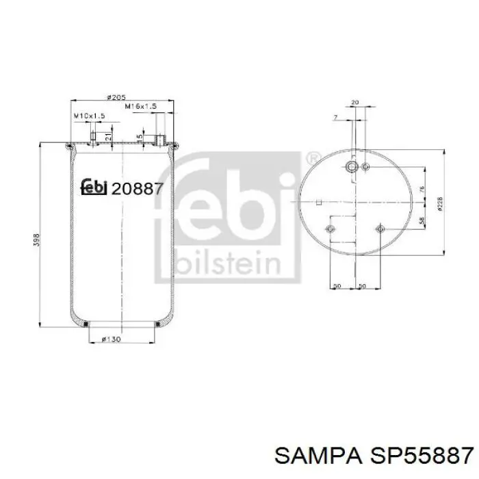 SP 55887 Sampa Otomotiv‏ muelle neumático, suspensión, eje trasero