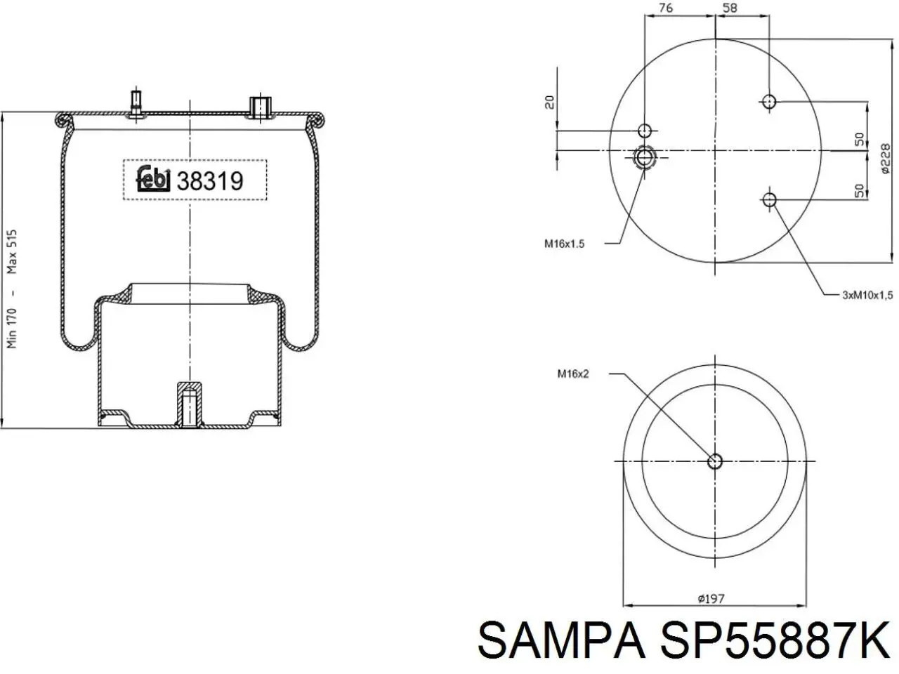 RML7998C1 Blacktech muelle neumático, suspensión, eje trasero