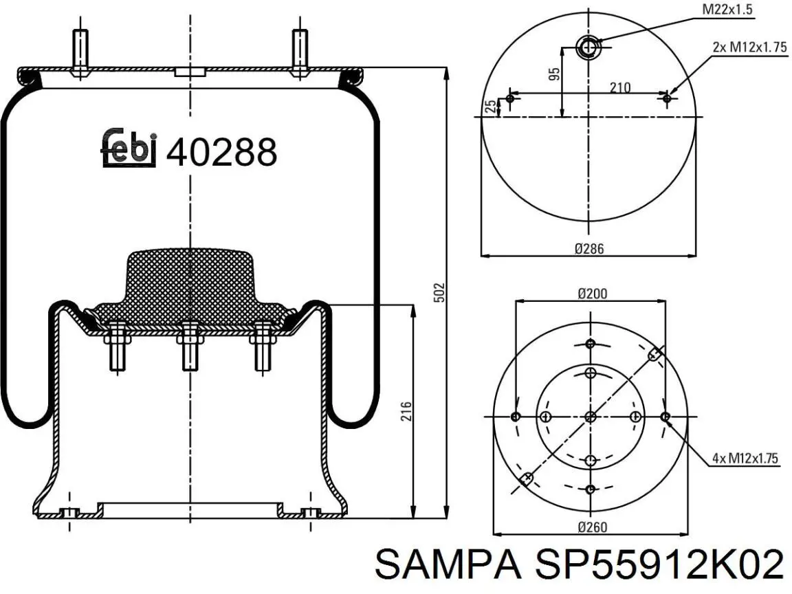 SP 55912-K02 Sampa Otomotiv‏ muelle neumático, suspensión