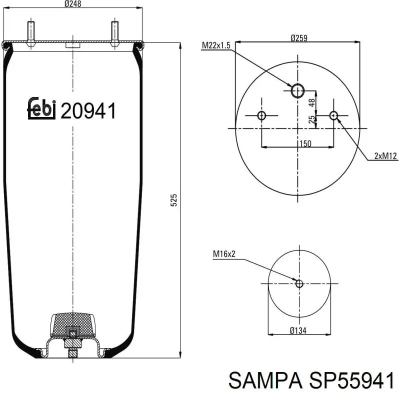 SP55941 Sampa Otomotiv‏ Bolsa neumática del eje