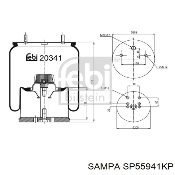Bolsa neumática del eje Sampa Otomotiv‏ SP55941KP precio, desde 53,72 EUR