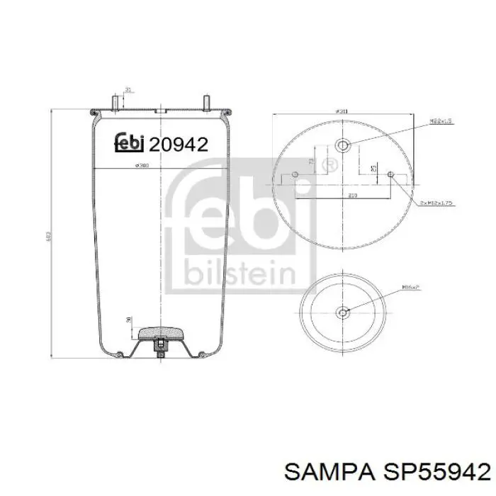 SP55942 Sampa Otomotiv‏ Bolsa neumática del eje