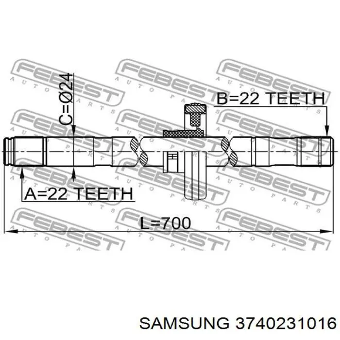 3740231016 Samsung árbol de transmisión delantero derecho