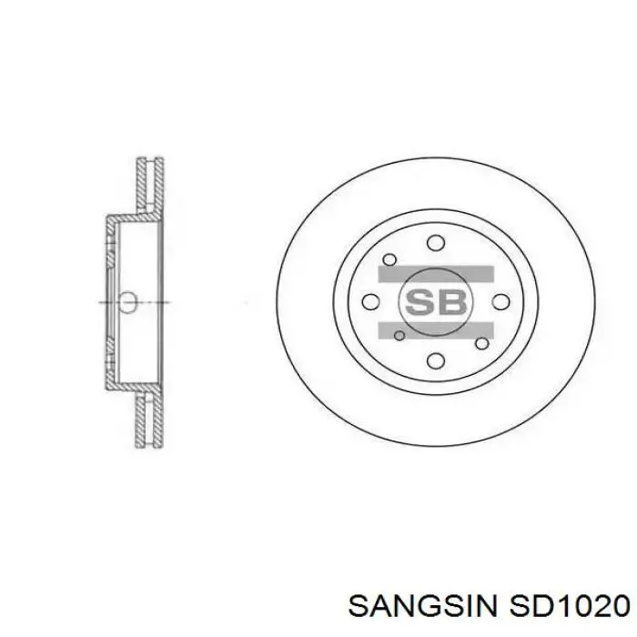 Disco de freno trasero SD1020 Sangsin