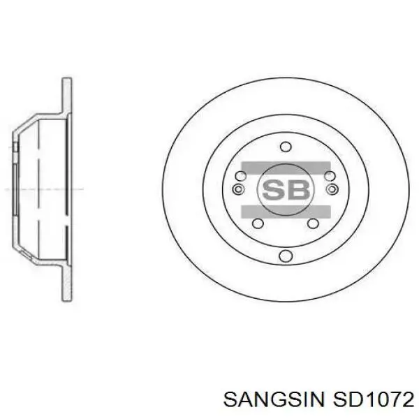 SD1072 Sangsin disco de freno trasero