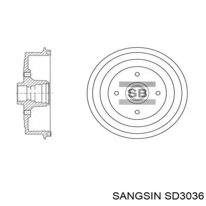 Tambor de freno trasero Sangsin SD3036 precio, desde 38,01 EUR