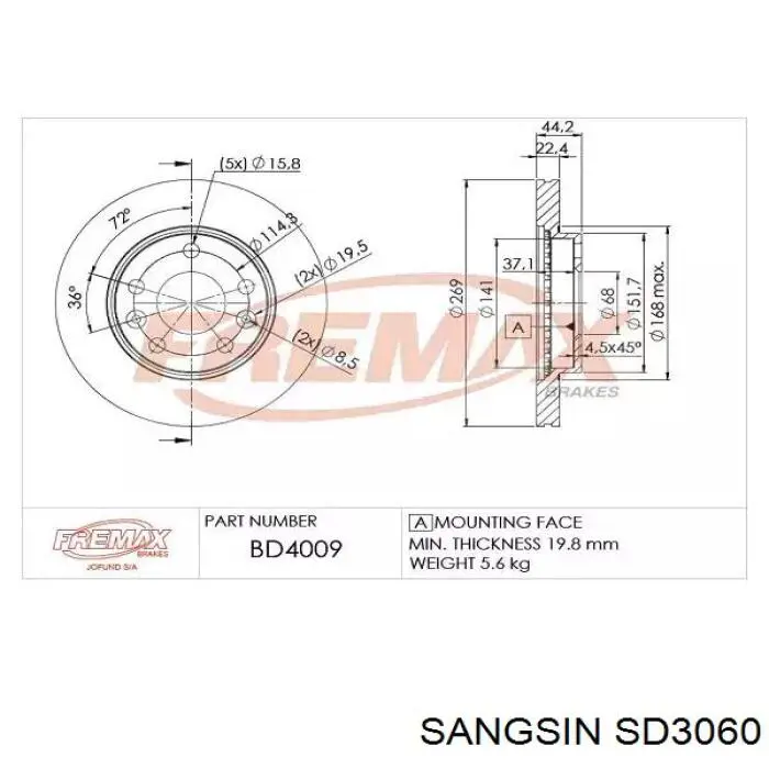 Freno de disco delantero Renault DUSTER 2 HM