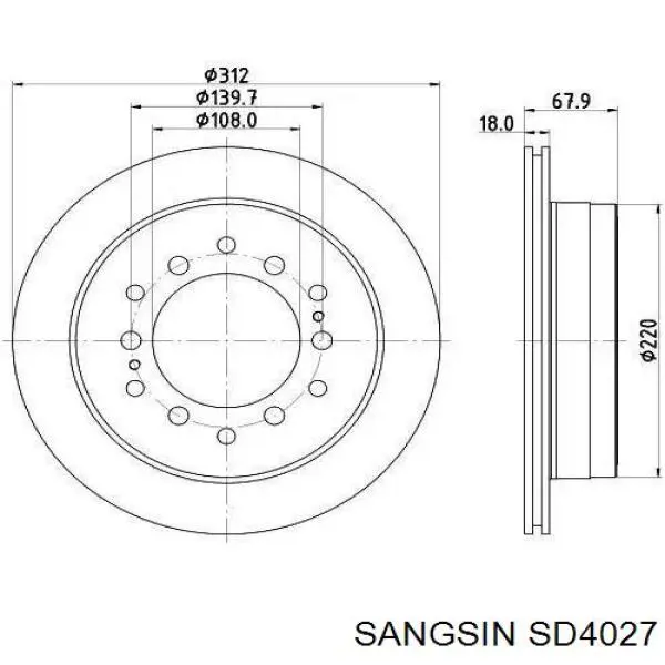 SD4027 Sangsin disco de freno trasero