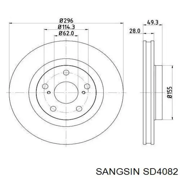Comprar SD4082 Sangsin Freno de disco delantero
