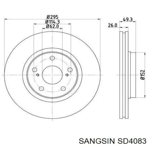 SD4083 Sangsin disco de freno trasero