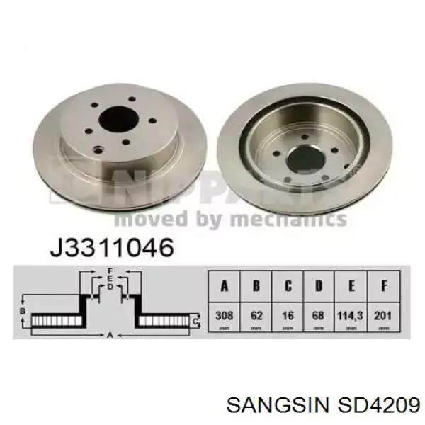 Disco de freno trasero Sangsin SD4209 precio, desde 39,76 EUR