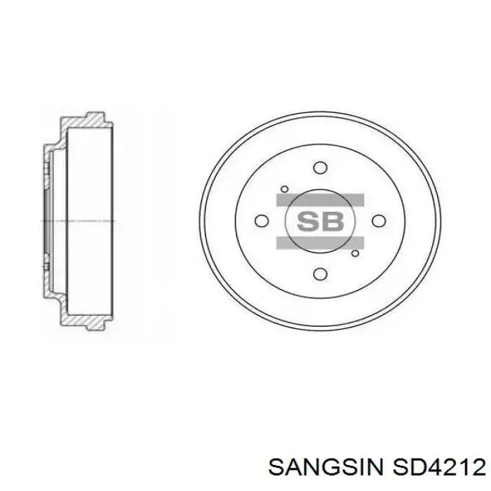 SD4212 Sangsin Tambor de freno trasero