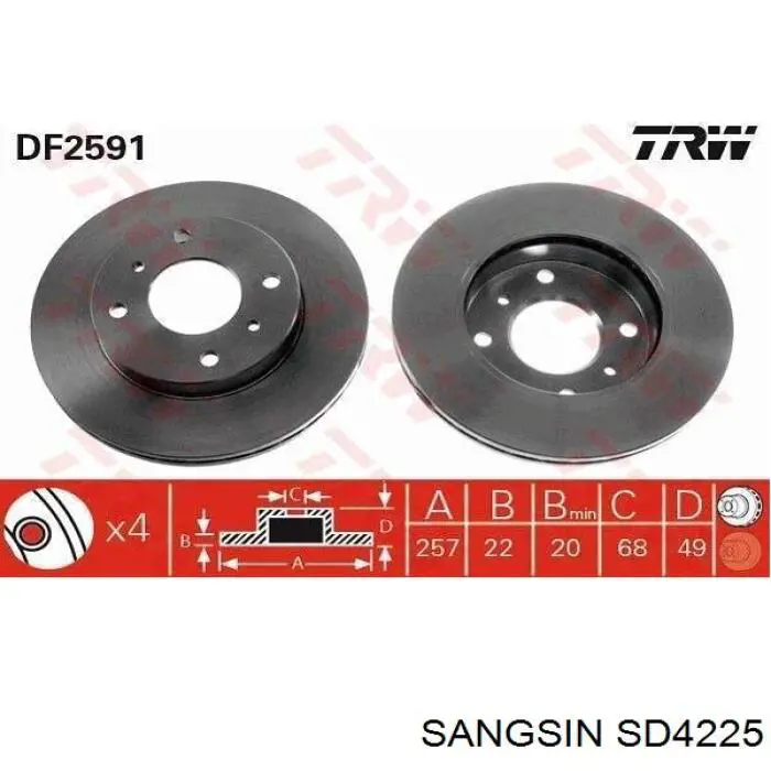 SD4225 Sangsin freno de disco delantero