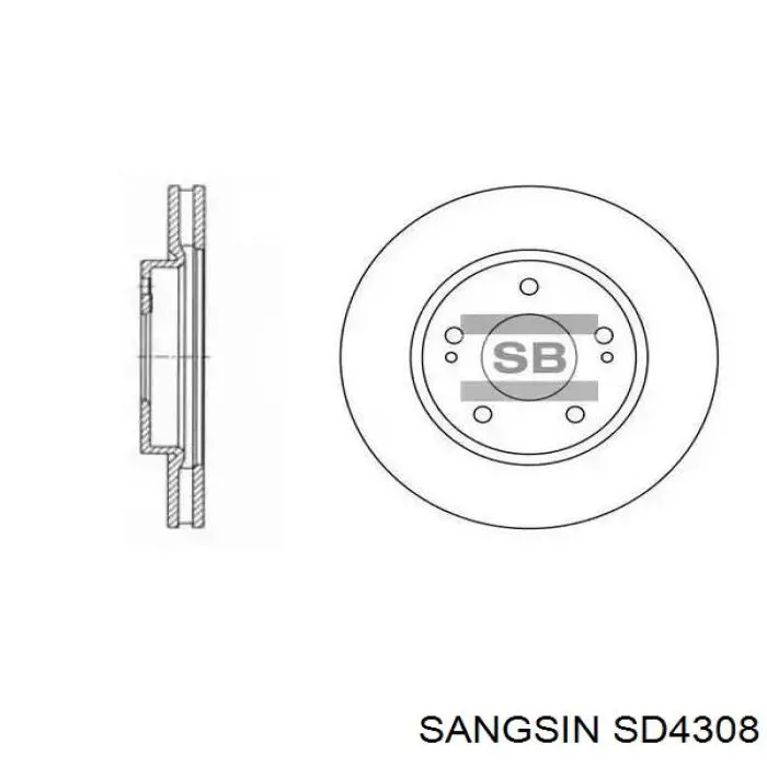 SD4308 Sangsin disco de freno delantero