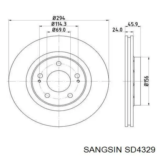 SD4329 Sangsin disco de freno delantero