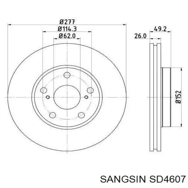 Comprar SD4607 Sangsin Freno de disco delantero