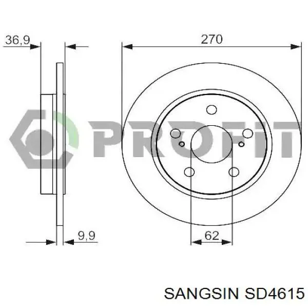 Disco de freno trasero Toyota Auris E15