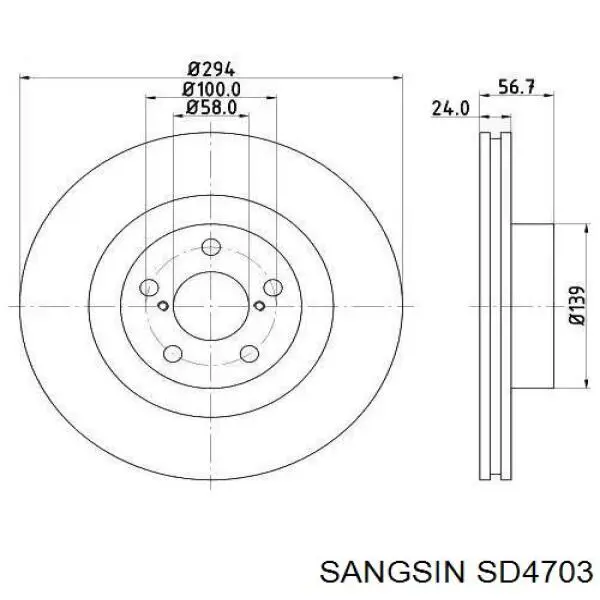 Disco de freno SD4703 Sangsin
