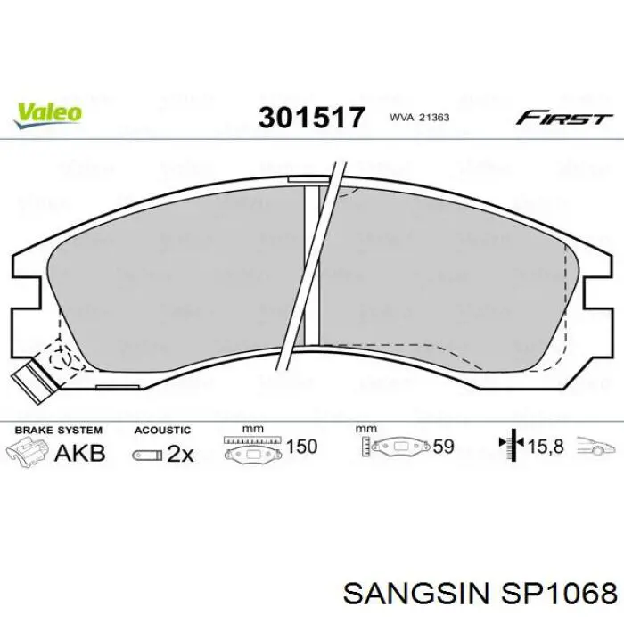 SP1068 Sangsin pastillas de freno delanteras