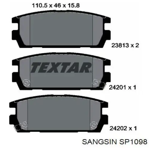 SP1098 Sangsin pastillas de freno traseras