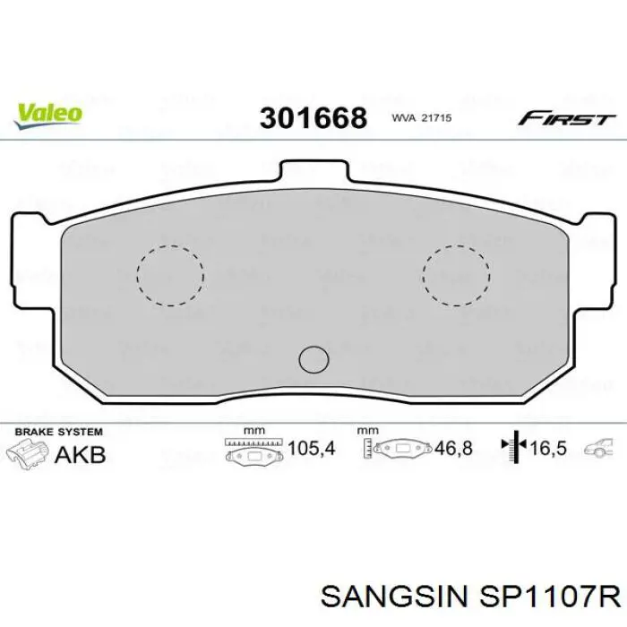 SP1107-R Sangsin pastillas de freno traseras