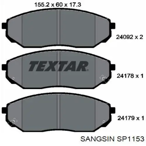 SP1153 Sangsin pastillas de freno delanteras