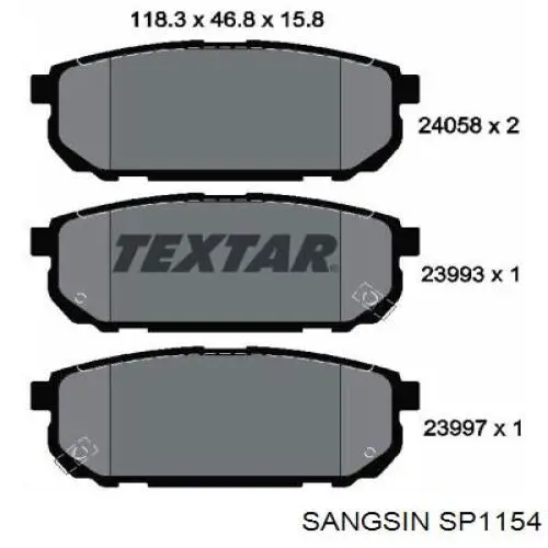 Pastillas de freno traseras SANGSIN SP1154