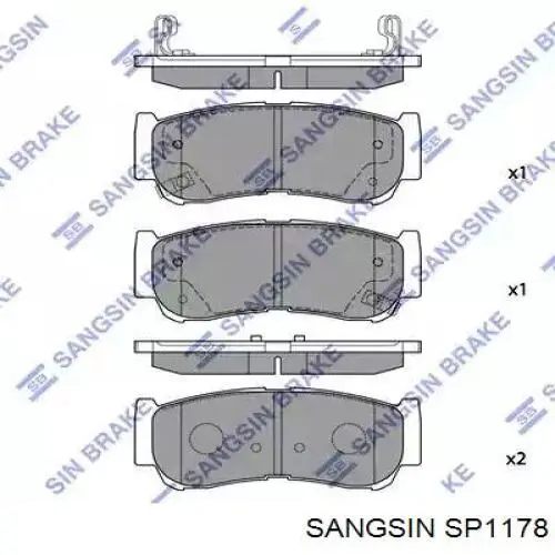 SP1178 Sangsin Pastillas freno traseras