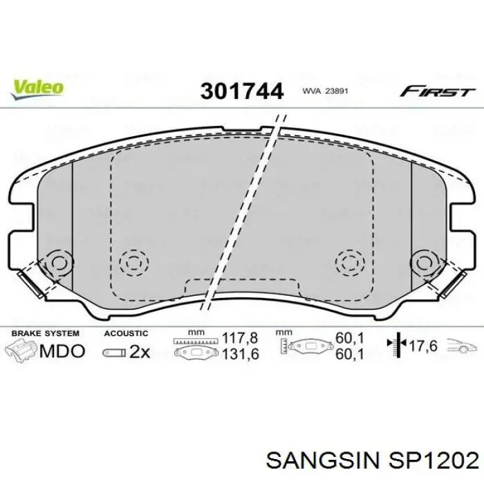 SP1202 Sangsin Pastillas delanteras