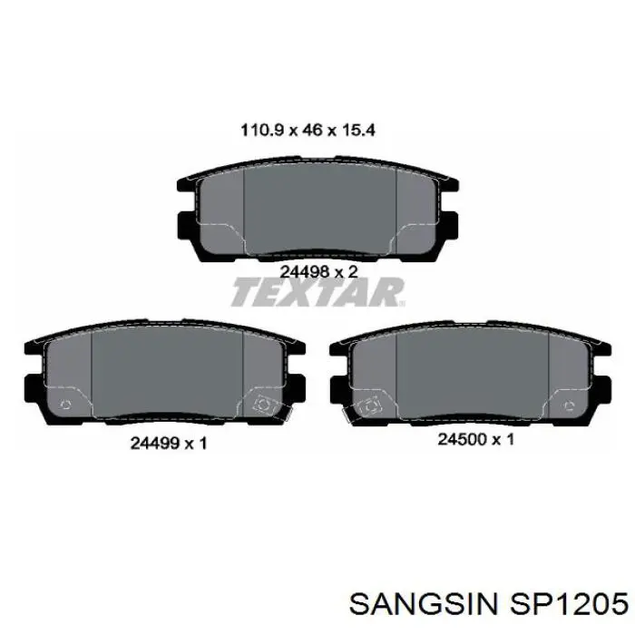 SP1205 Sangsin Pastillas freno traseras