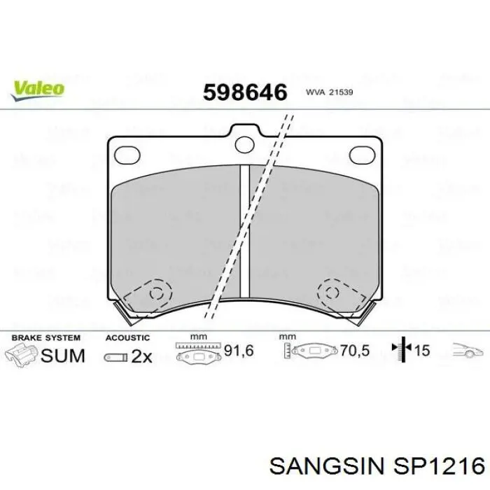 SP1216 Sangsin pastillas de freno delanteras