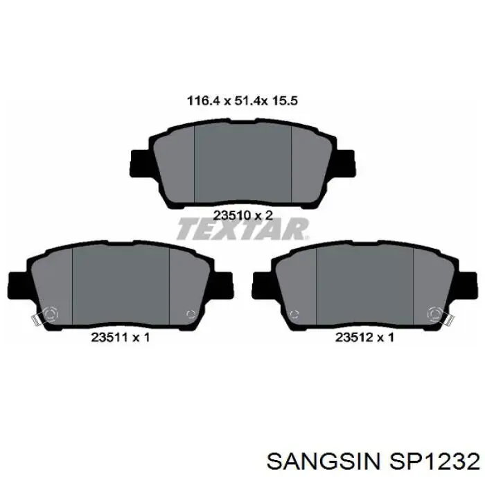 SP1232 Sangsin pastillas de freno delanteras
