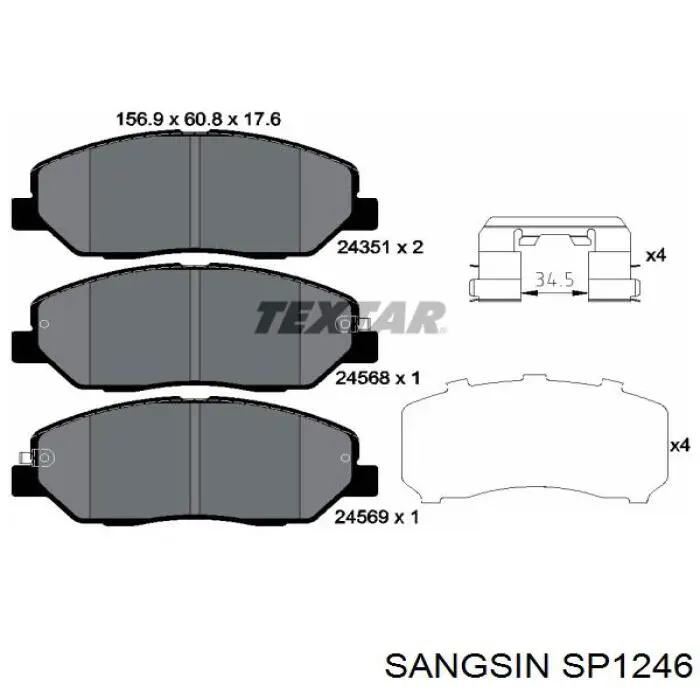 Comprar SP1246 Sangsin Pastillas delanteras de freno
