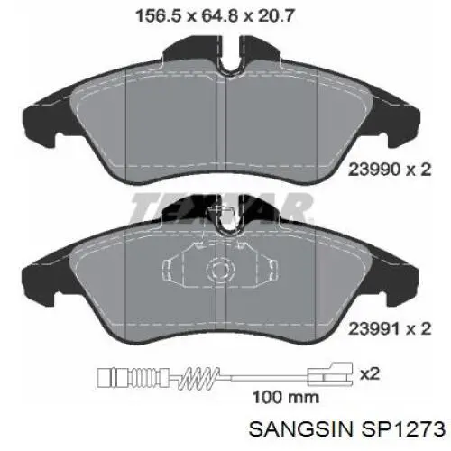 Comprar SP1273 Sangsin Pastillas delanteras de freno