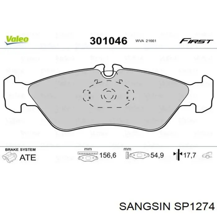 SP1274 Sangsin pastillas de freno traseras