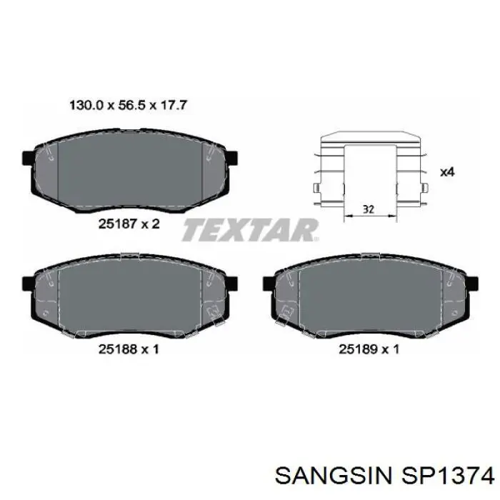 Comprar SP1374 Sangsin Pastillas delanteras de freno