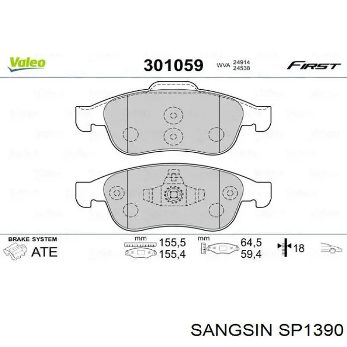 Pastillas de freno SP1390 Sangsin