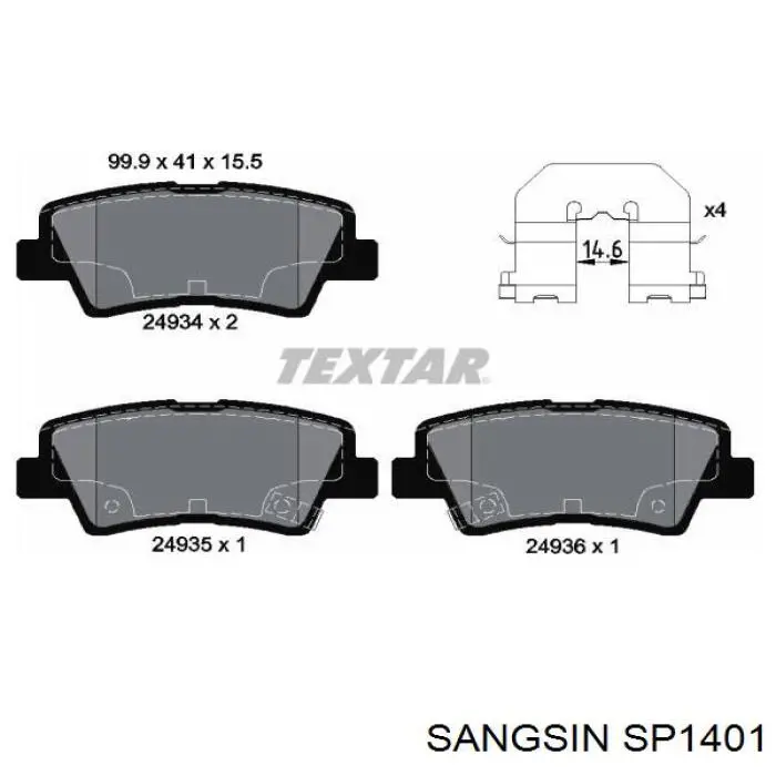 SP1401 Sangsin Pastillas freno traseras