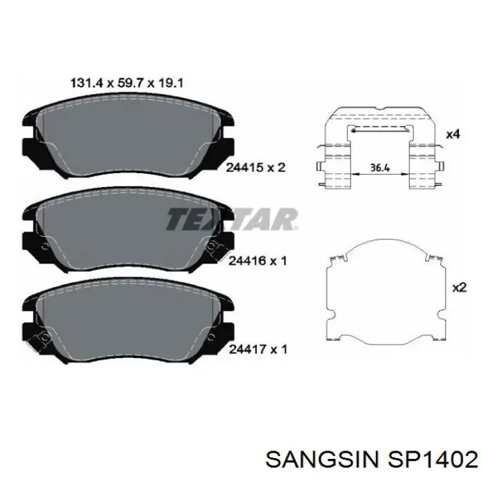 Comprar SP1402 Sangsin Pastillas delanteras de freno