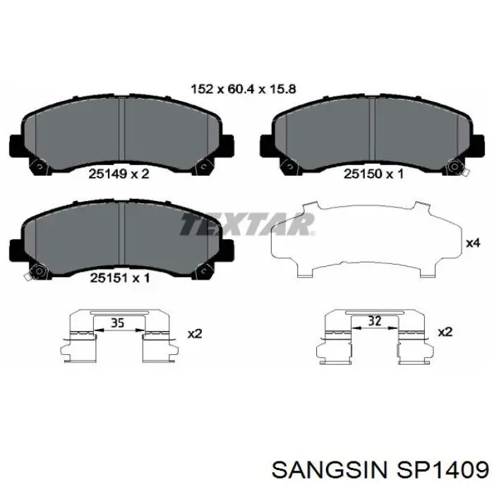 SP1409 Sangsin pastillas de freno delanteras