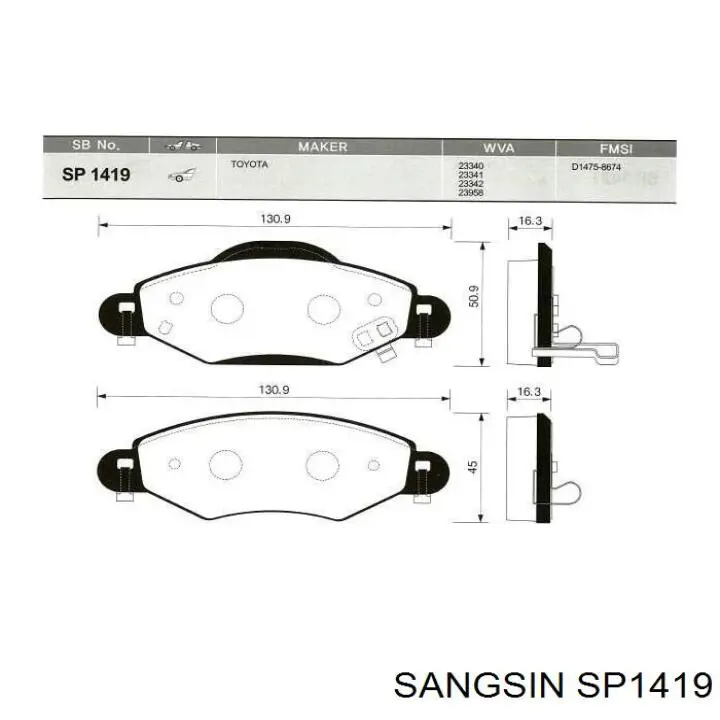Pastillas de freno SP1419 Sangsin