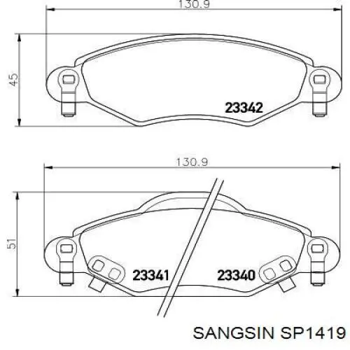 SP1419 Sangsin Pastillas delanteras