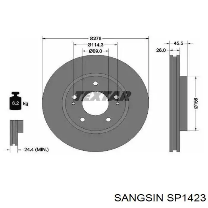 Pastillas de freno traseras SP1423 Sangsin