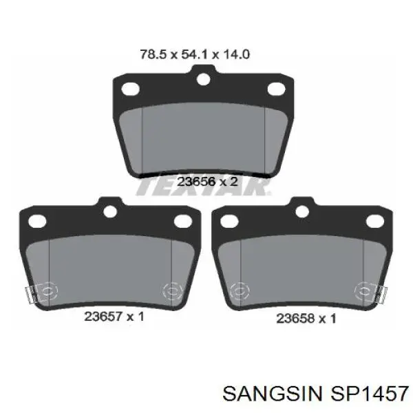 Comprar SP1457 Sangsin Pastillas de freno traseras