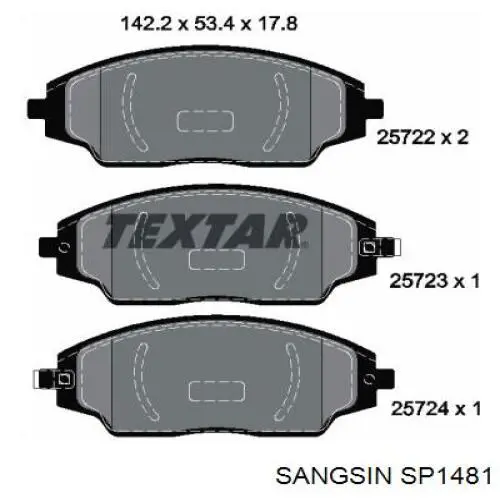 Comprar SP1481 Sangsin Pastillas delanteras de freno