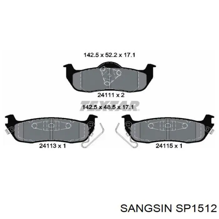 SP1512 Sangsin Pastillas freno traseras