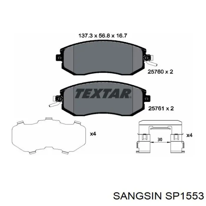 SP1553 Sangsin pastillas de freno delanteras