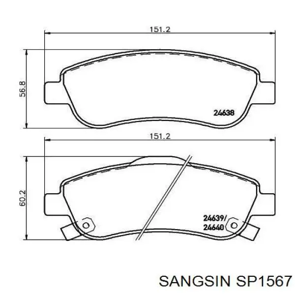 SP1567 Sangsin pastillas de freno delanteras