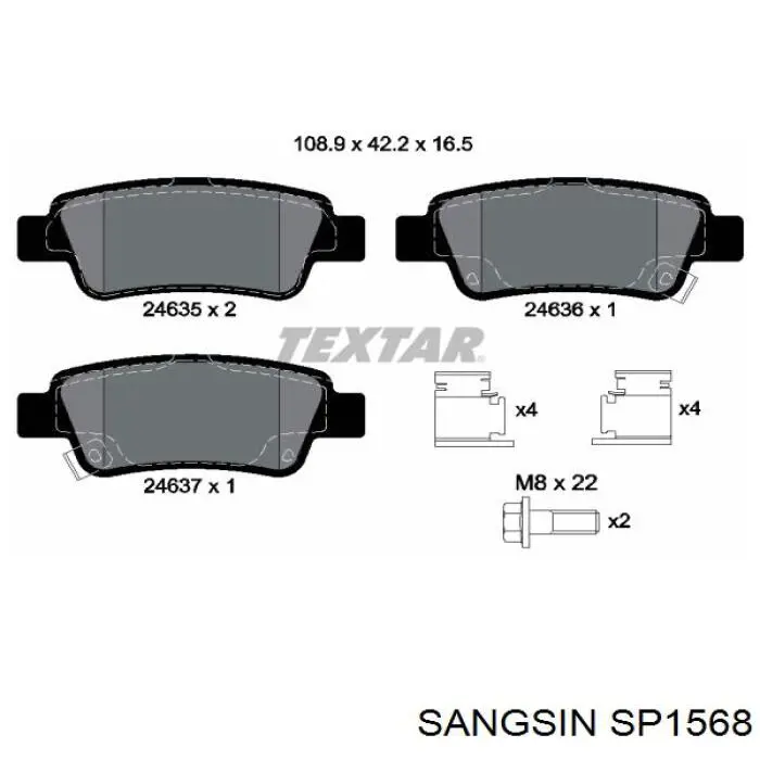 SP1568 Sangsin pastillas de freno traseras